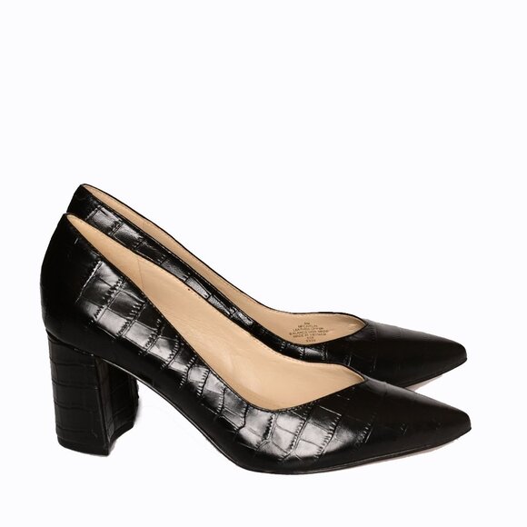 MARC FISHER Black Alligator Block Heel Pumps, Women's Size 8 M - Picture 4 of 14